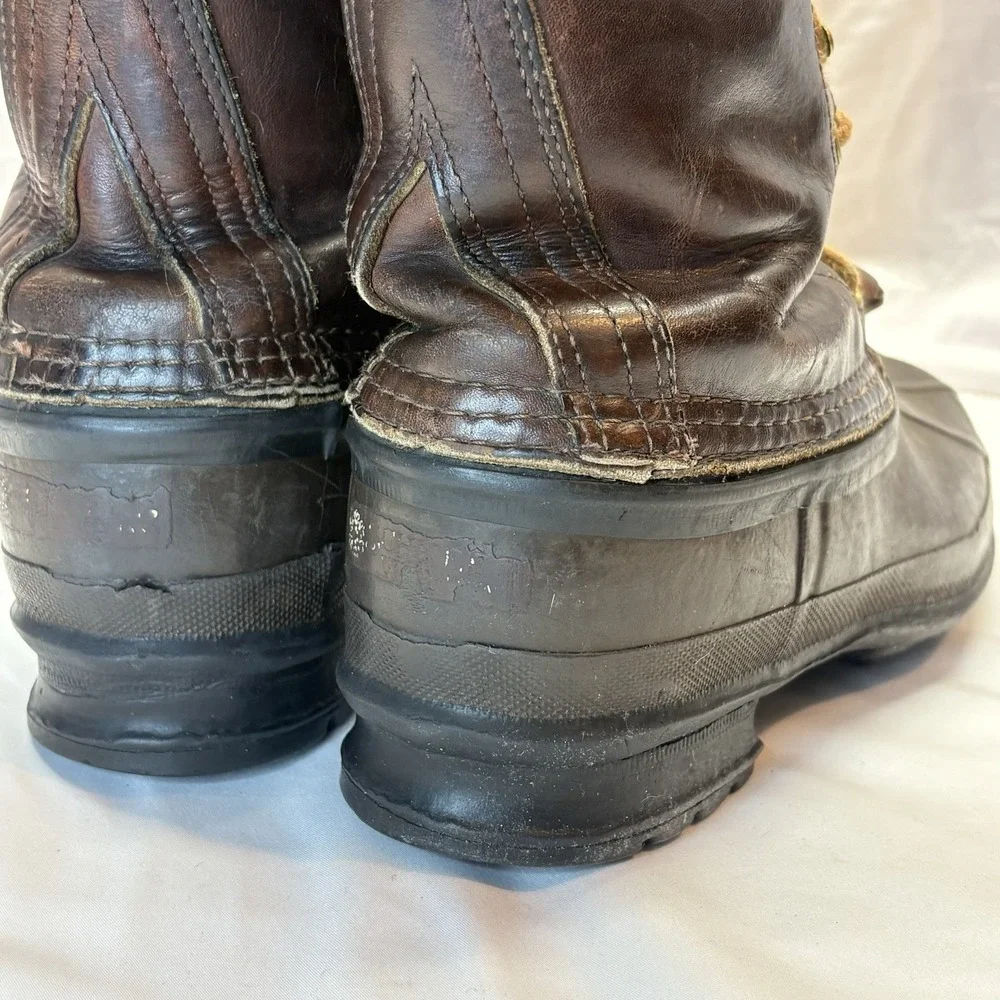 SCHNEE'S Winter Snow PAC BOOTS Mens 7!Brown Leather Rubber Vamps & Warm Liners